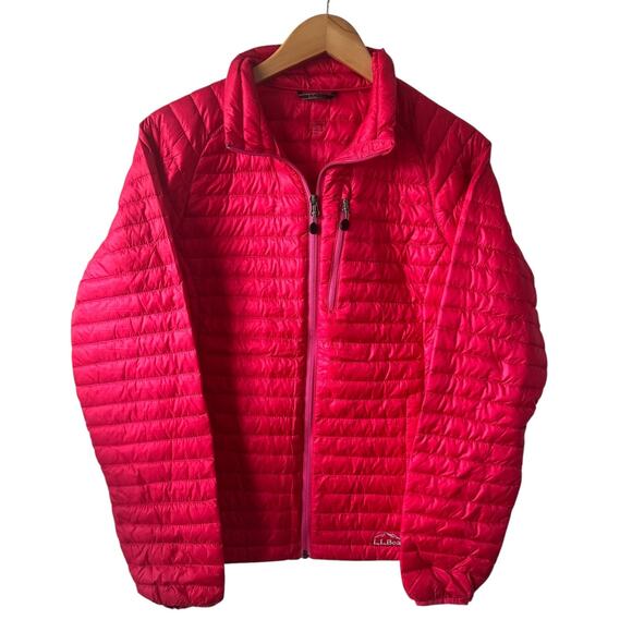 L.L. Bean Jacket Women S Red Primaloft Downtek Stowaway Packaway Lightweight - Picture 1 of 8